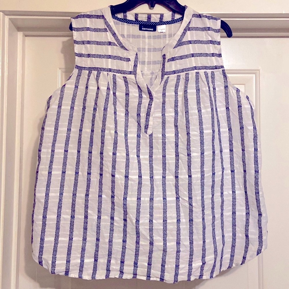 White & Blue Girly Top